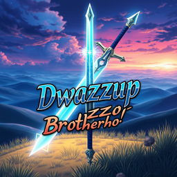 A highly detailed and visually striking illustration of Kirito's iconic sword from Sword Art Online, showcased in a dynamic and heroic pose