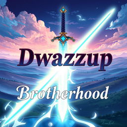 A highly detailed and visually striking illustration of Kirito's iconic sword from Sword Art Online, showcased in a dynamic and heroic pose