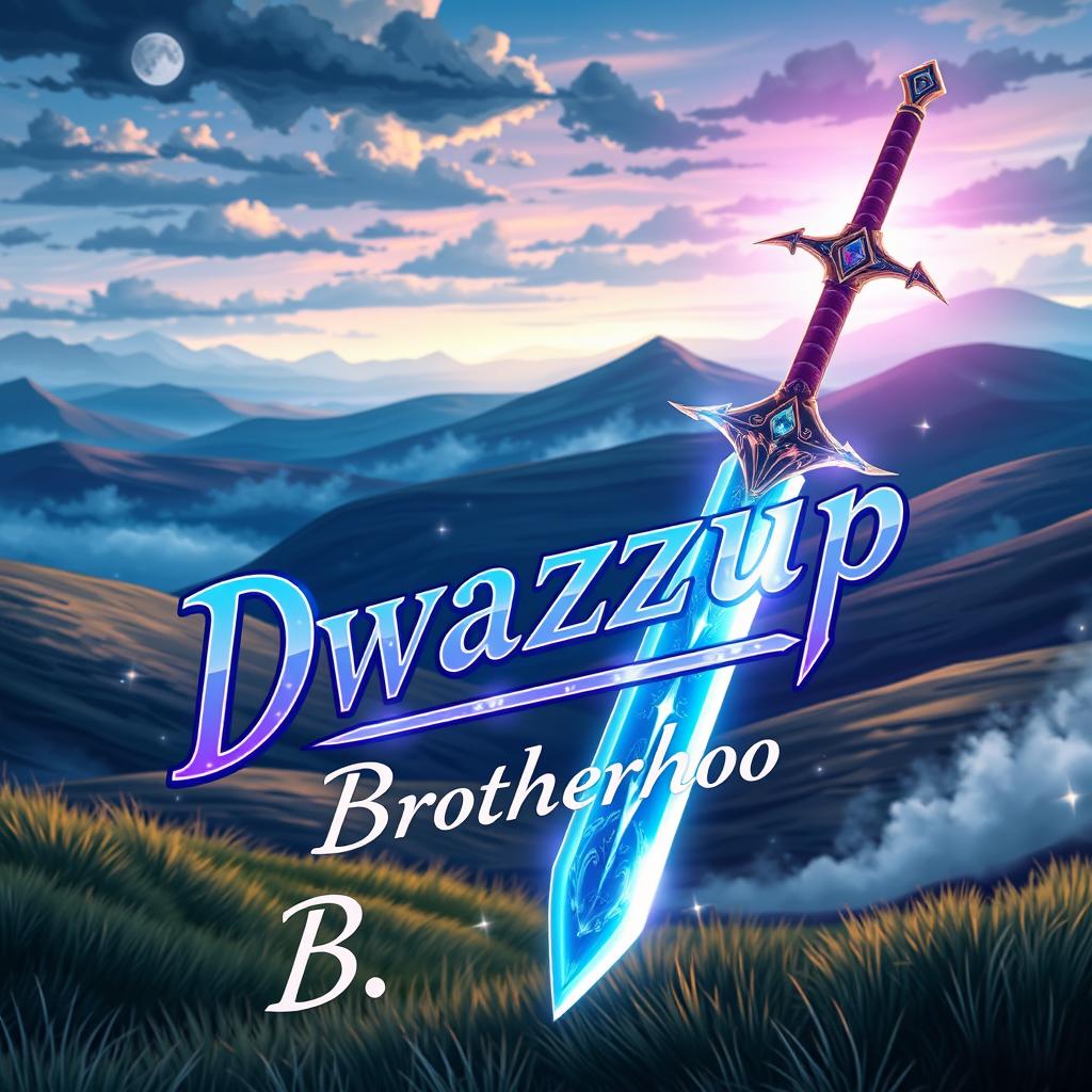 A highly detailed and visually striking illustration of Kirito's iconic sword from Sword Art Online, showcased in a dynamic and heroic pose