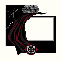 A blank Star Wars card inspired by Emperor Palpatine from Return of the Jedi, featuring a minimalist frame enriched with Sith elements such as lightning motifs, draping dark robes, and angular shapes representing the Death Star