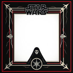 A blank Star Wars card inspired by Emperor Palpatine from Return of the Jedi, featuring a minimalist frame enriched with Sith elements such as lightning motifs, draping dark robes, and angular shapes representing the Death Star
