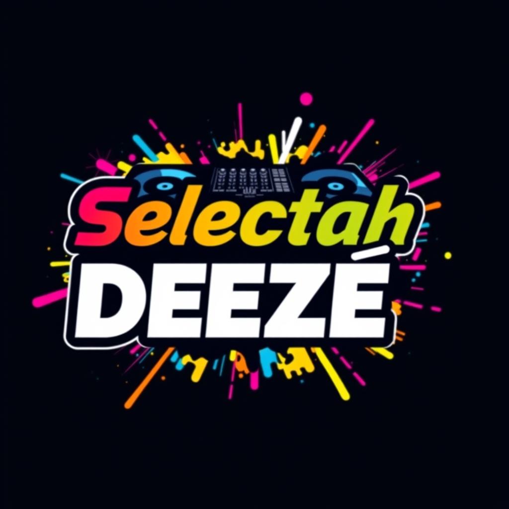 A vibrant and eye-catching logo design for a DJ, featuring the name 'Selectah Dezé' in contemporary font