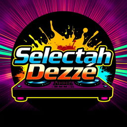 A vibrant and eye-catching logo design for a DJ, featuring the name 'Selectah Dezé' in contemporary font