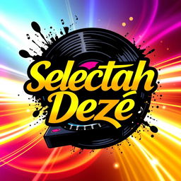 A vibrant and eye-catching logo design for a DJ, featuring the name 'Selectah Dezé' in contemporary font
