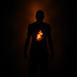 A mysterious shadow figure standing in a dark room, radiating an aura of suppressed energy