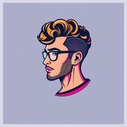A stylish logo design featuring a man with curly hair, showcasing a modern and artistic interpretation of his hairstyle