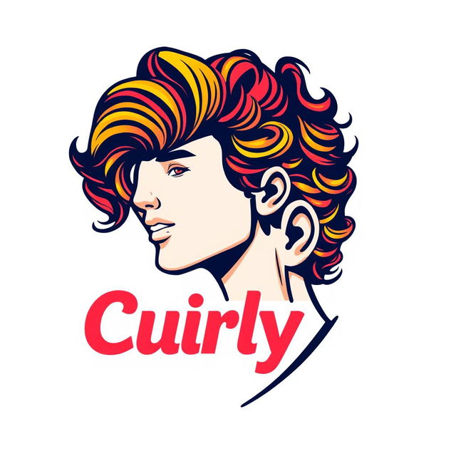 A stylish logo design featuring a man with curly hair, showcasing a modern and artistic interpretation of his hairstyle