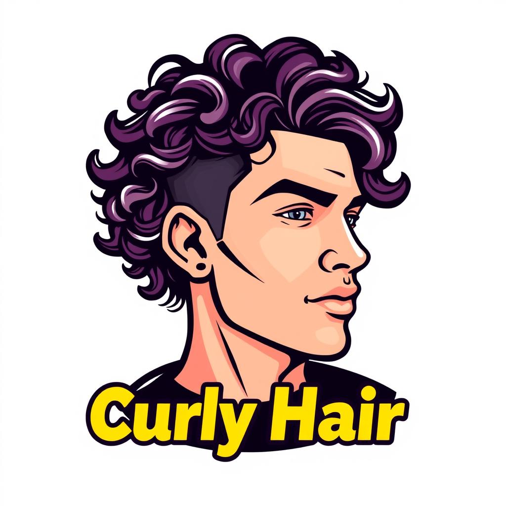 A stylish logo design featuring a man with curly hair, showcasing a modern and artistic interpretation of his hairstyle