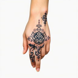 A beautifully intricate hand tattoo design by Korosh Kabir, featuring a stunning hand seal symbol that embodies mysticism and elegance