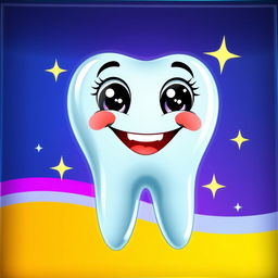 A vibrant and cheerful smiling tooth character, designed as a vector graphic suitable for an LED sign
