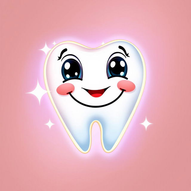 A vibrant and cheerful smiling tooth character, designed as a vector graphic suitable for an LED sign