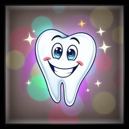 A vibrant and cheerful smiling tooth character, designed as a vector graphic suitable for an LED sign