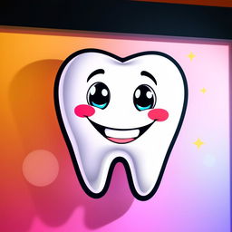 A vibrant and cheerful smiling tooth character, designed as a vector graphic suitable for an LED sign
