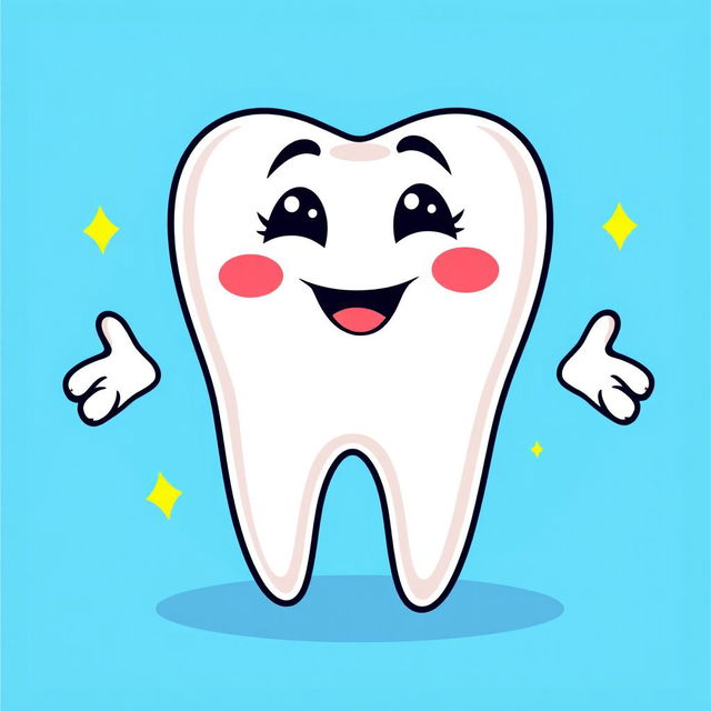 A vibrant vector illustration of a smiling tooth character, ideal for an LED sign