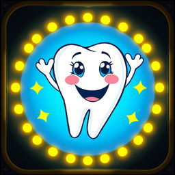 A vibrant vector illustration of a smiling tooth character, ideal for an LED sign