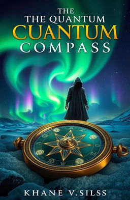 An adventurous book cover for a steampunk, sci-fi and fantasy novel titled 'The Quantum Compass'