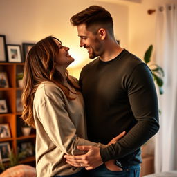 A loving couple in an intimate embrace, showcasing their strong bond and connection