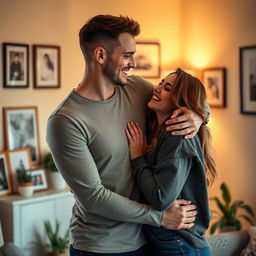 A loving couple in an intimate embrace, showcasing their strong bond and connection