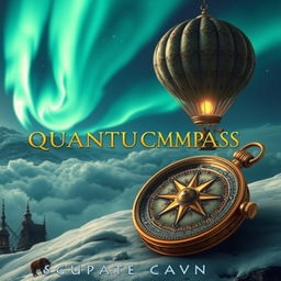 A steampunk, sci-fi and fantasy book cover titled 'The Quantum Compass'