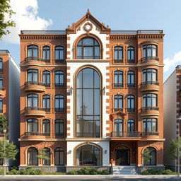 Design of a ten-story residential building with a facade width of 50 meters