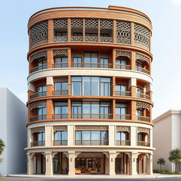 A 10-story building design that beautifully combines traditional and modern architectural features