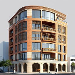 A 10-story building design that beautifully combines traditional and modern architectural features