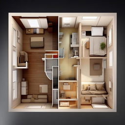 Visualize an architectural layout of a single bedroom of dimensions 7'11" × 7'6", with an attached bathroom of dimensions 3'7" × 7'5"