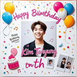 A beautifully designed square scrapbook page celebrating Kim Taehyung's birthday from BTS