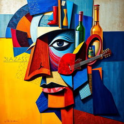 An abstract representation of cubism featuring various geometric shapes and forms interwoven to create a vibrant and dynamic composition