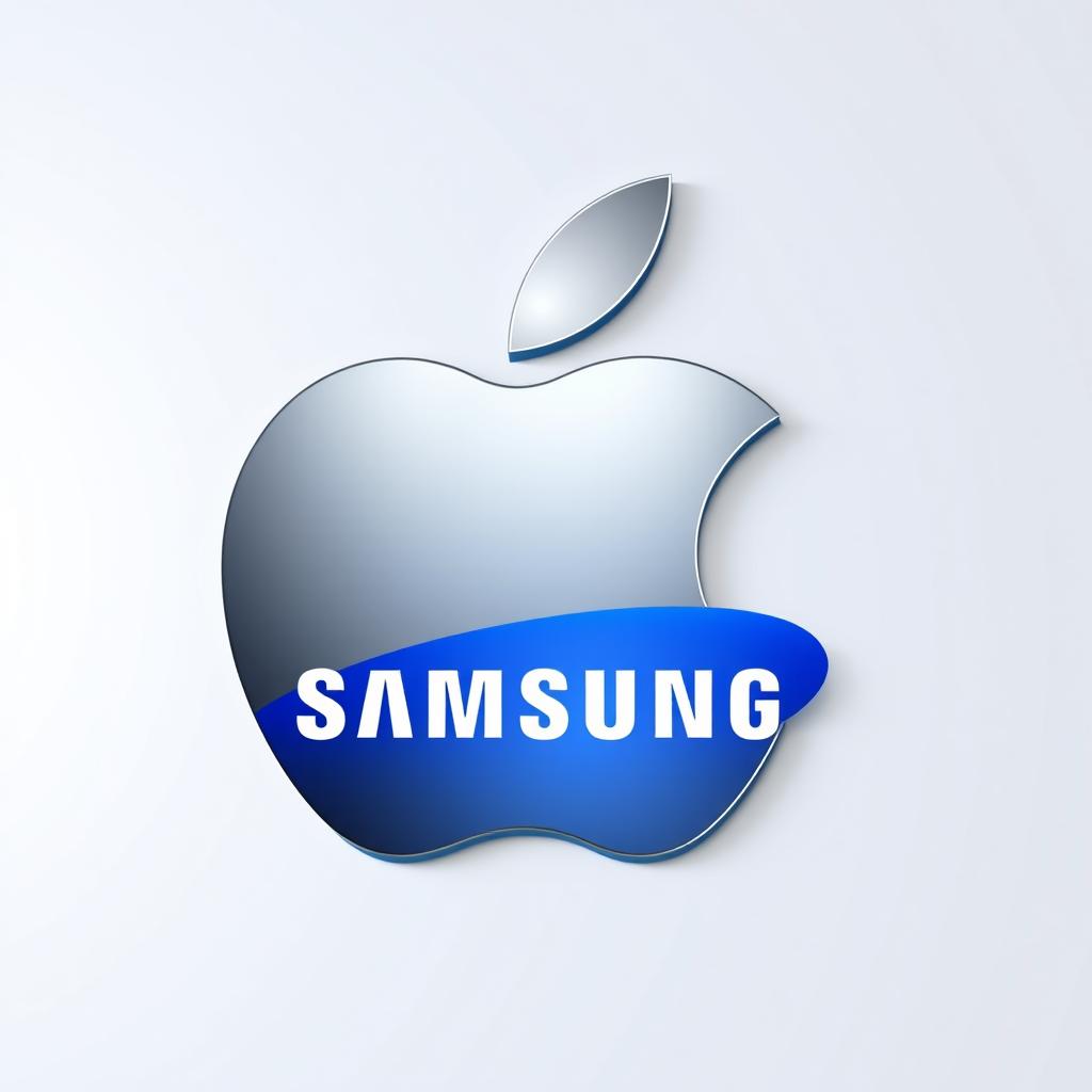 A stunning and realistic hybrid logo combining the iconic Apple logo with the Samsung logo