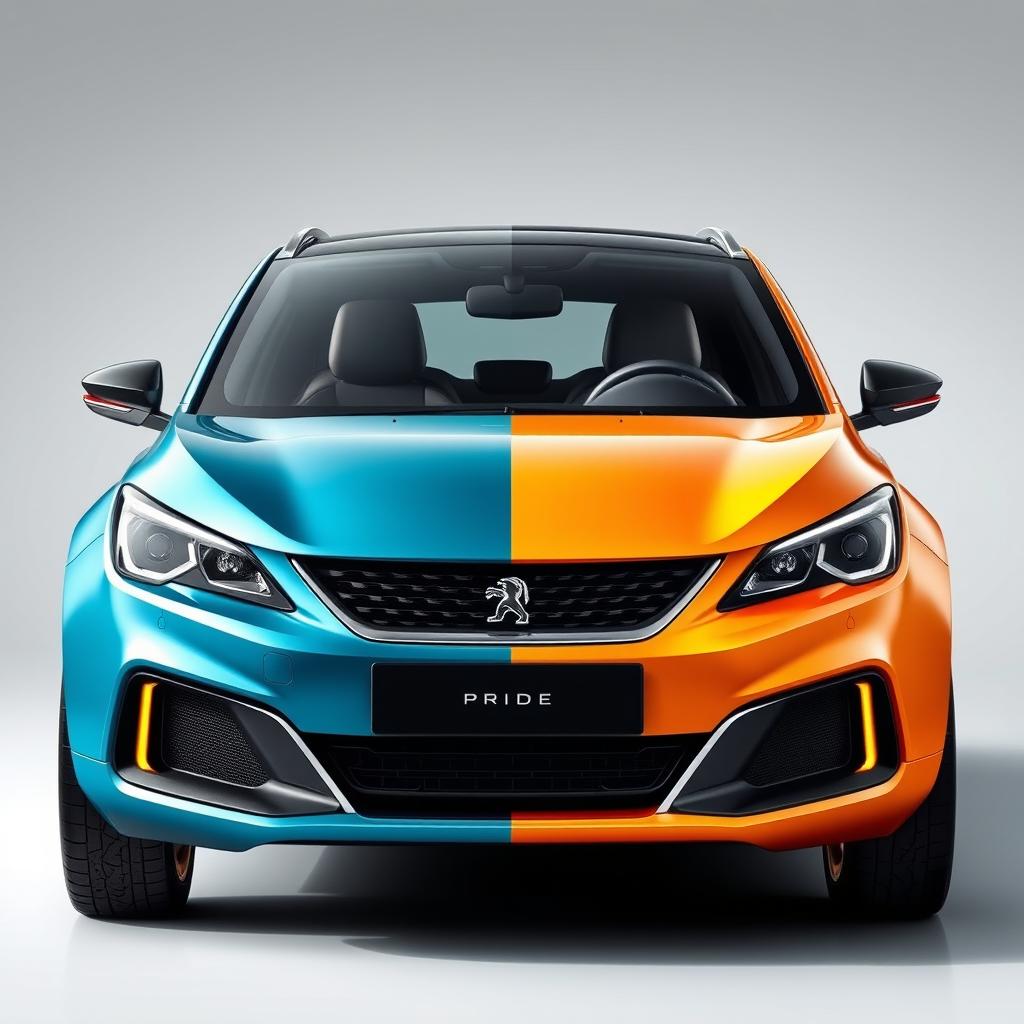 A stunning and realistic hybrid design of the Pride car and the Peugeot Pars, showcasing a unique blend that highlights the best features of both vehicles