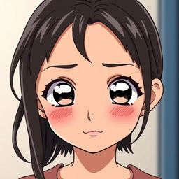 A harmonious and youthful girl with large, expressive eyes, embodying a calm and relaxed demeanor