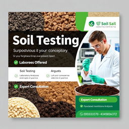 A modern and professional banner design for a soil testing laboratory