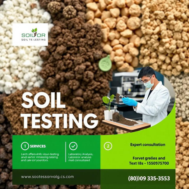 A modern and professional banner design for a soil testing laboratory