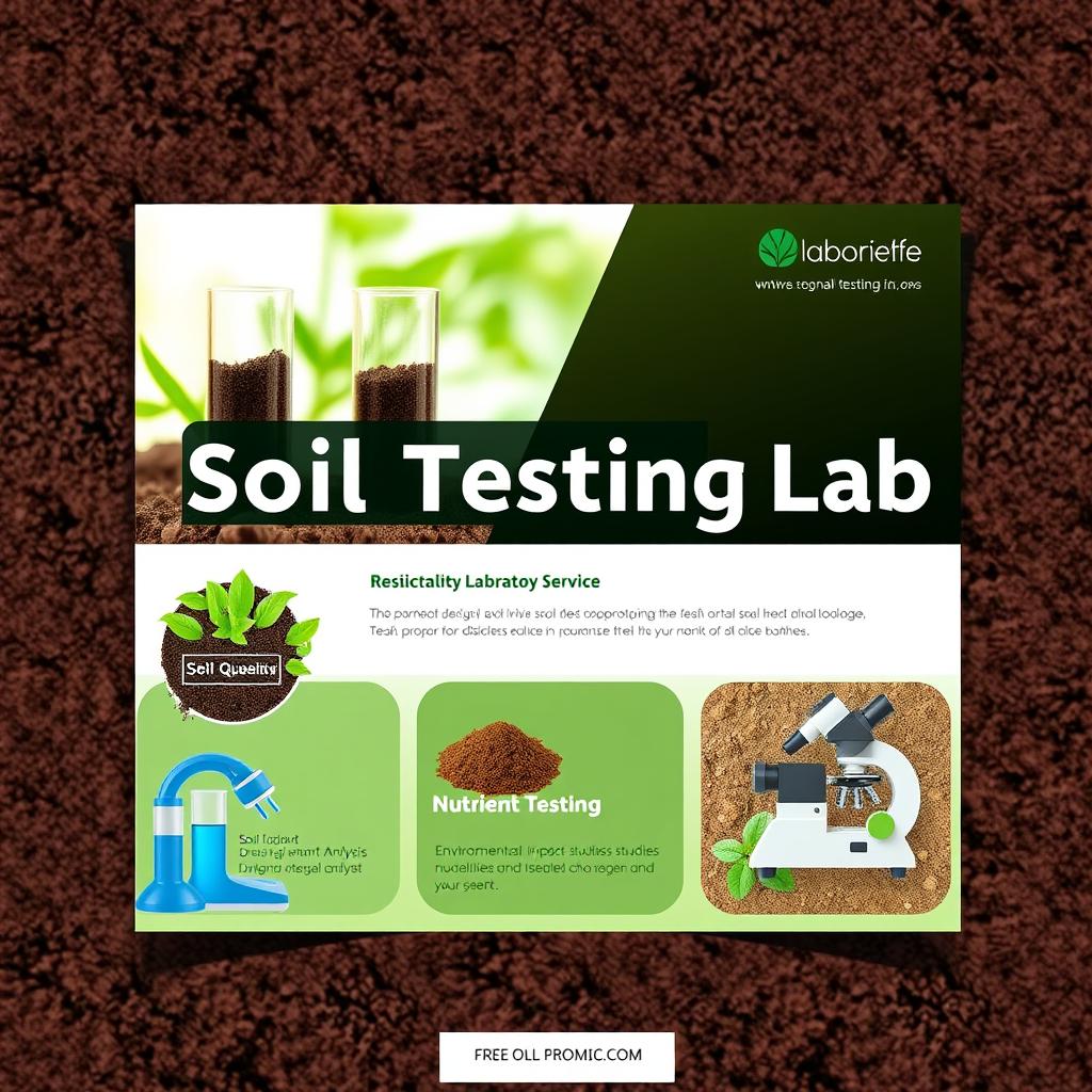 A professional laboratory banner design for a soil testing lab, showcasing vibrant colors like green and earth tones to represent nature and soil