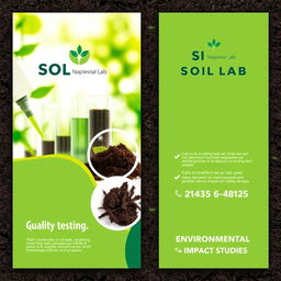 A professional laboratory banner design for a soil testing lab, showcasing vibrant colors like green and earth tones to represent nature and soil