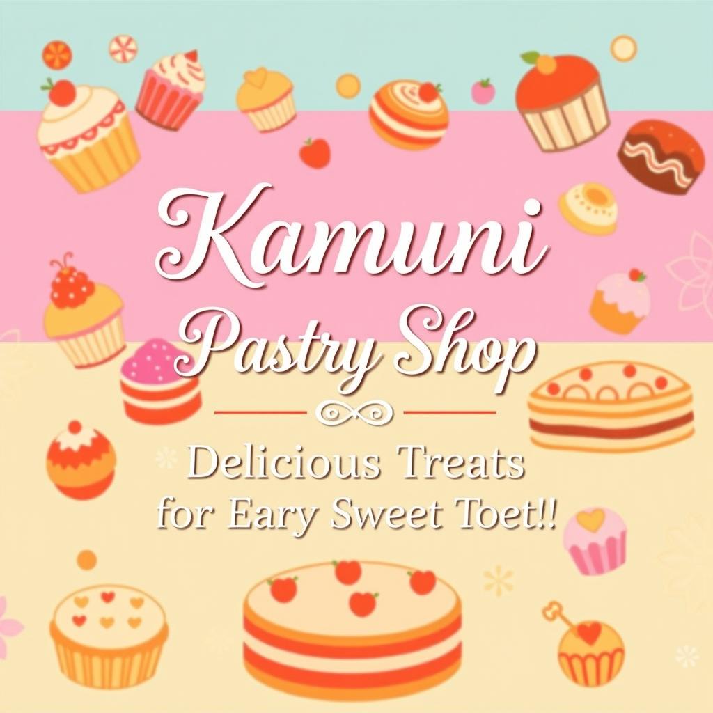 A vibrant and inviting banner design for 'Kamuni Pastry Shop'