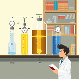 An educational illustration depicting the concept of fluid pressure