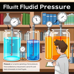 An educational illustration depicting the concept of fluid pressure