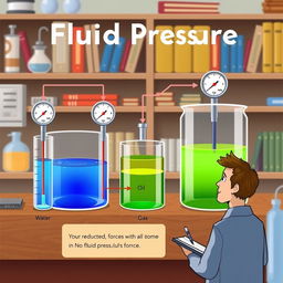 An educational illustration depicting the concept of fluid pressure