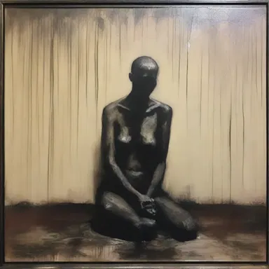 The painting depicted a figure in a state of abasement, reflecting the artist's exploration of human vulnerability and emotional turmoil.