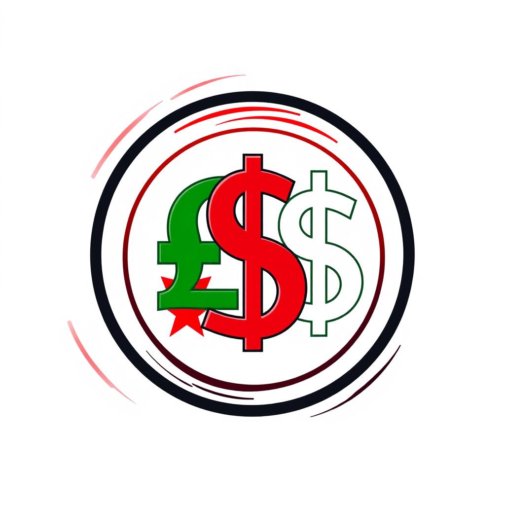 A creative logo design that represents the Syrian pound and its conversion to USD dollar