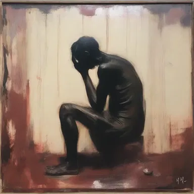 The painting depicted a figure in a state of abasement, reflecting the artist's exploration of human vulnerability and emotional turmoil.
