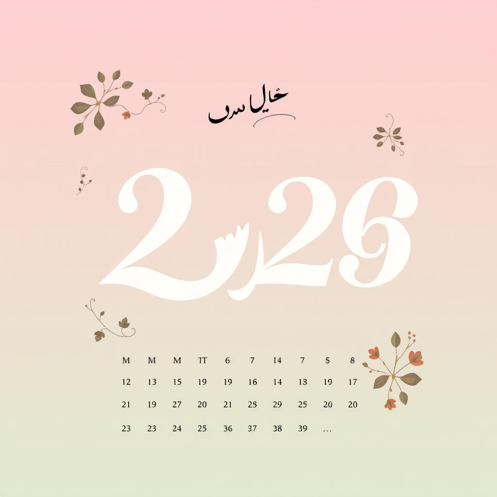 A stylish and elegant calendar page featuring the date ٣١ in Arabic numerals, creatively presented in a modern design