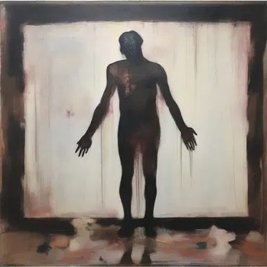 The painting depicted a figure in a state of abasement, reflecting the artist's exploration of human vulnerability and emotional turmoil.