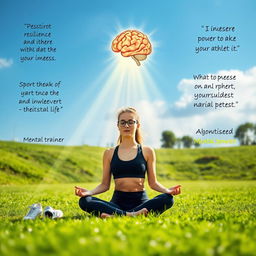 A focused mental trainer guiding an athlete in a serene sports training environment
