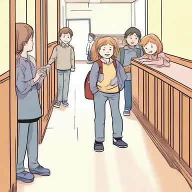 In the novel, the shy character's abashment was evident when they tripped and fell in front of their classmates.