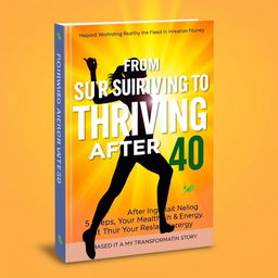 A vibrant book cover design for 'From Surviving to Thriving After 40: 5 Steps to Reclaim Your Health & Energy (Based on My Transformation Story)'