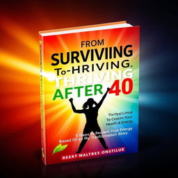 A vibrant book cover design for 'From Surviving to Thriving After 40: 5 Steps to Reclaim Your Health & Energy (Based on My Transformation Story)'