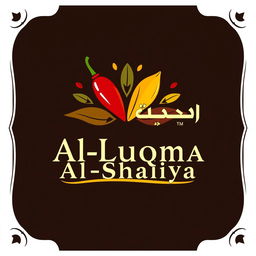 A vibrant and enticing logo design for a spice and seasoning company named 'Al-Luqma Al-Shahiya'